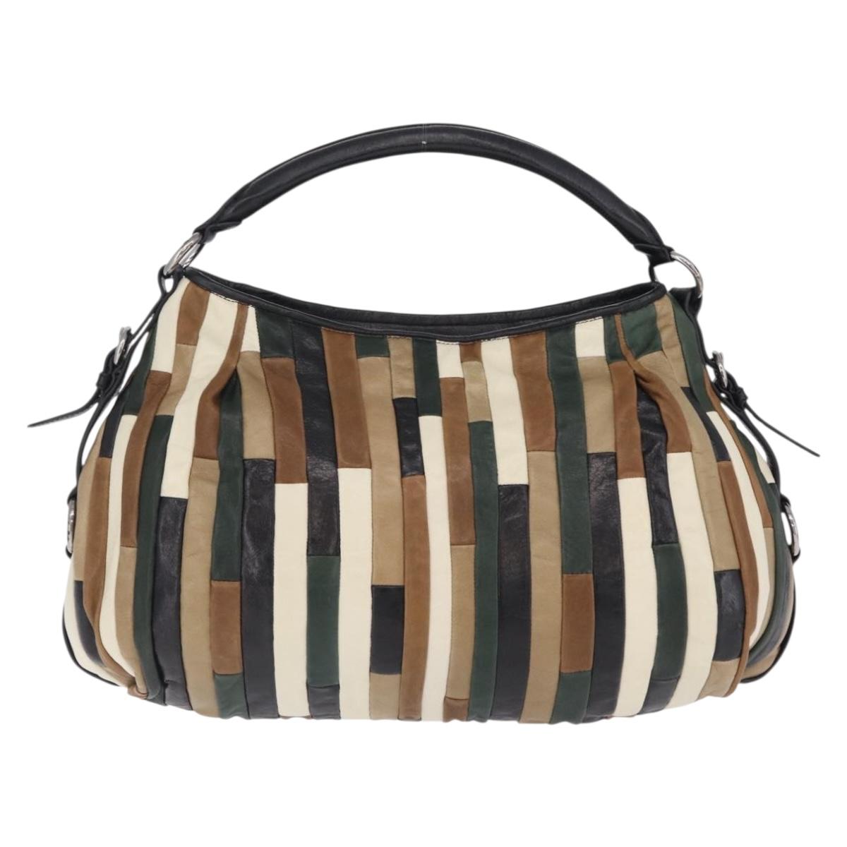 Miu Miu Shoulder Bag Leather Brown Silver Auth 210318A