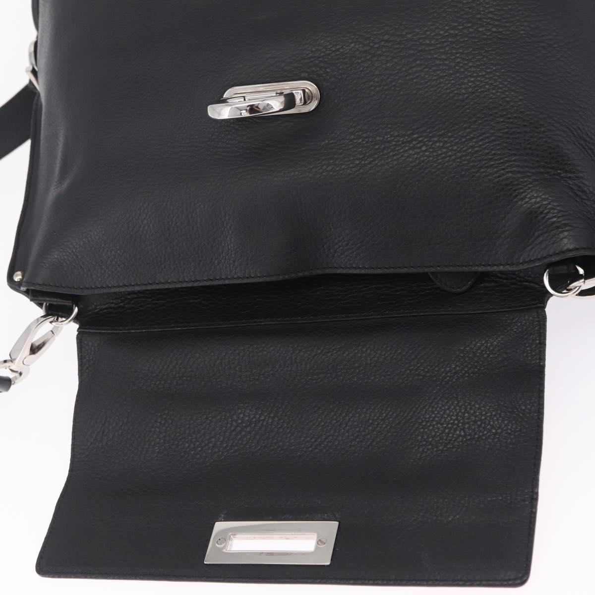 Salvatore Ferragamo Sofia Gancini Bag Leather 2way Black Silver Auth 210322V