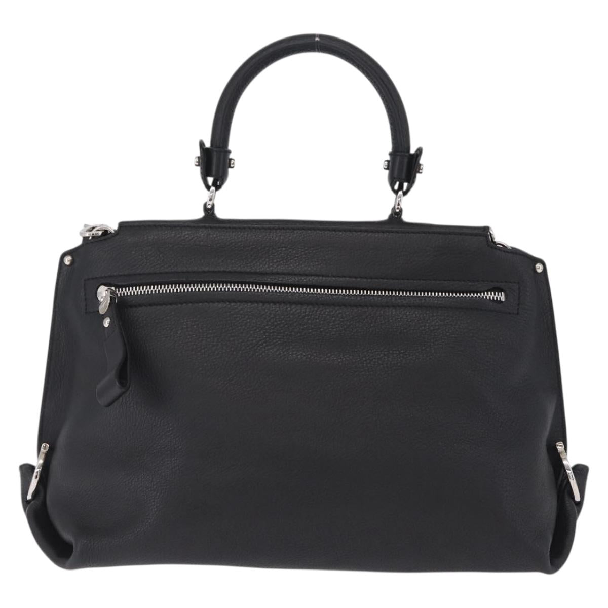 Salvatore Ferragamo Sofia Gancini Bag Leather 2way Black Silver Auth 210322V