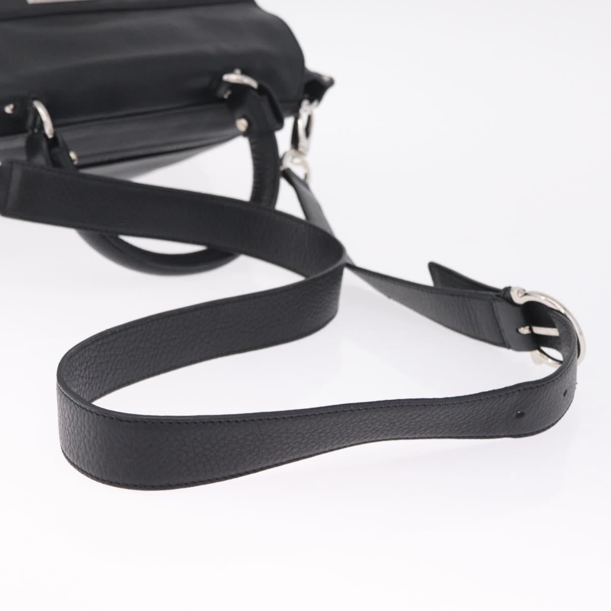 Salvatore Ferragamo Sofia Gancini Bag Leather 2way Black Silver Auth 210322V