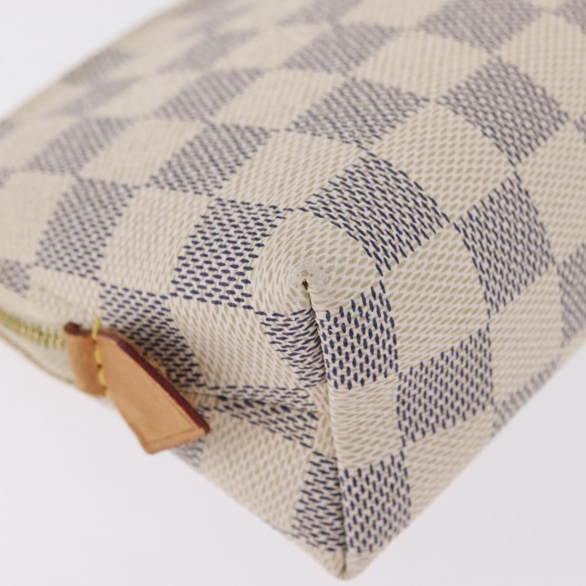 LOUIS VUITTON Damier Azur Pochette Cosmetic PM Pouch N60024 LV Auth 210332A