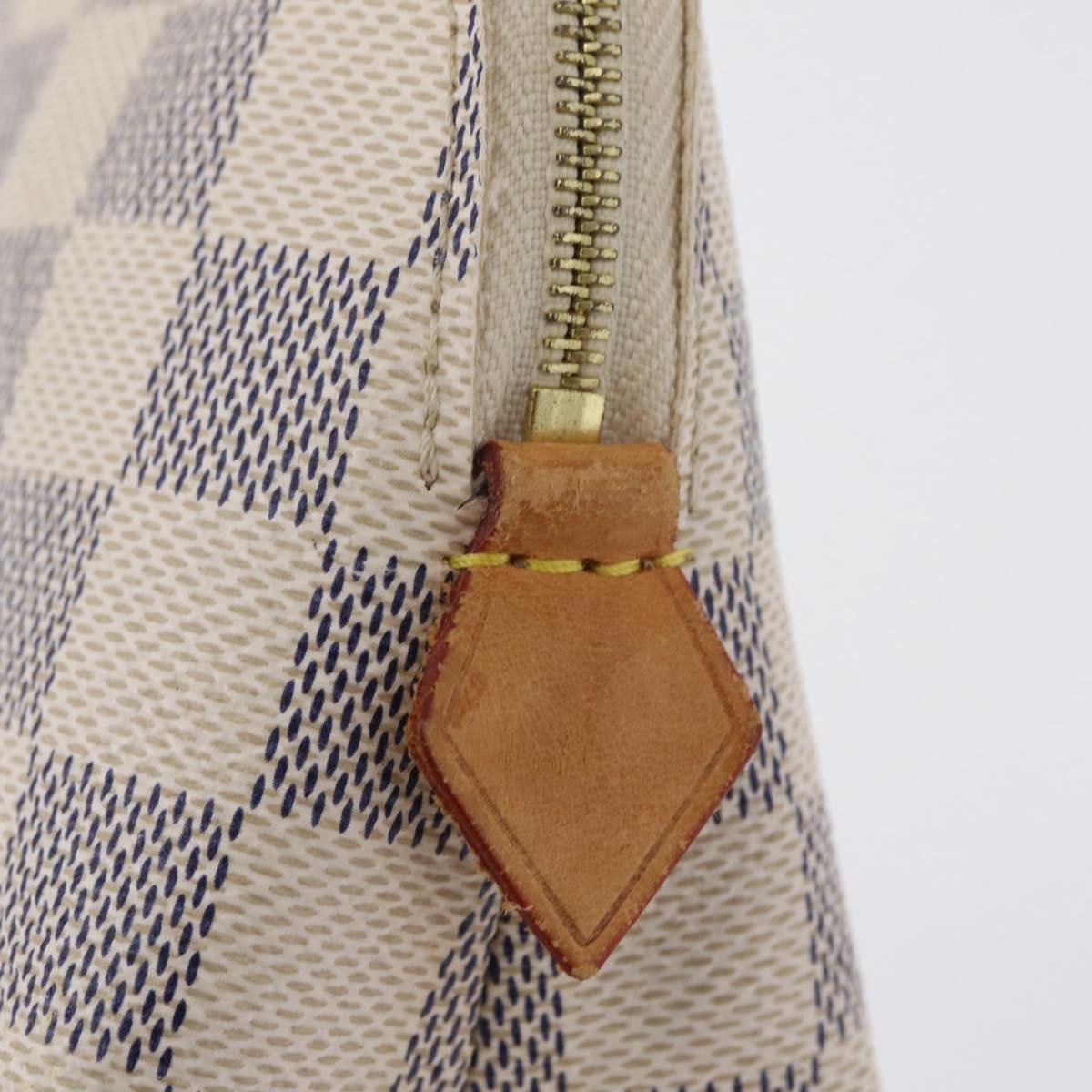LOUIS VUITTON Damier Azur Pochette Cosmetic PM Pouch N60024 LV Auth 210332A