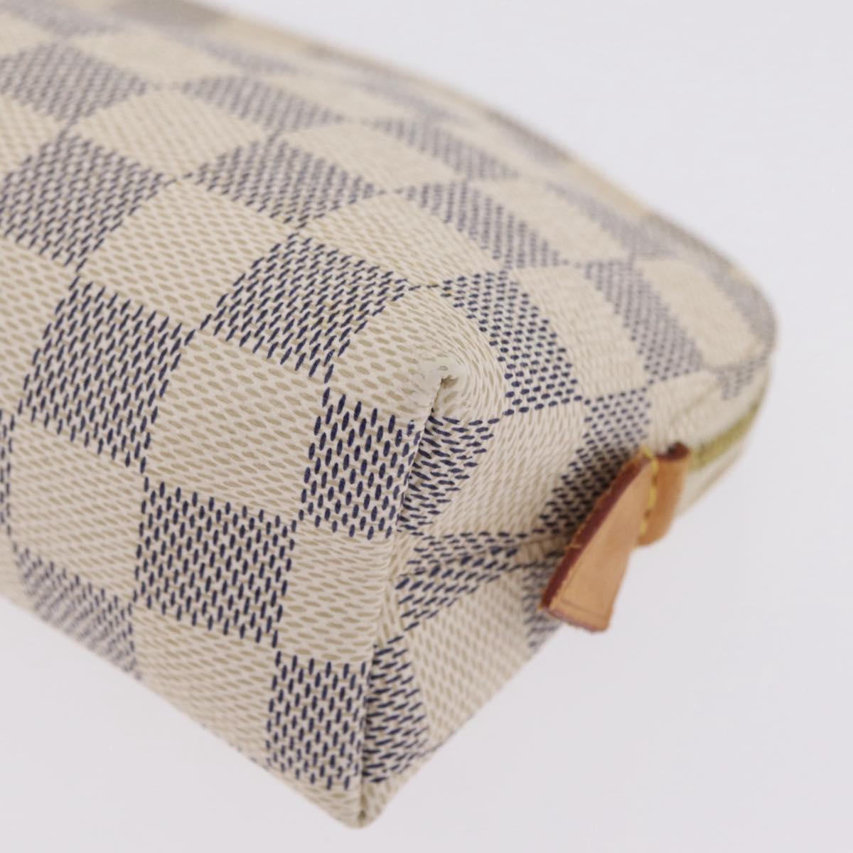 LOUIS VUITTON Damier Azur Pochette Cosmetic PM Pouch N60024 LV Auth 210332A