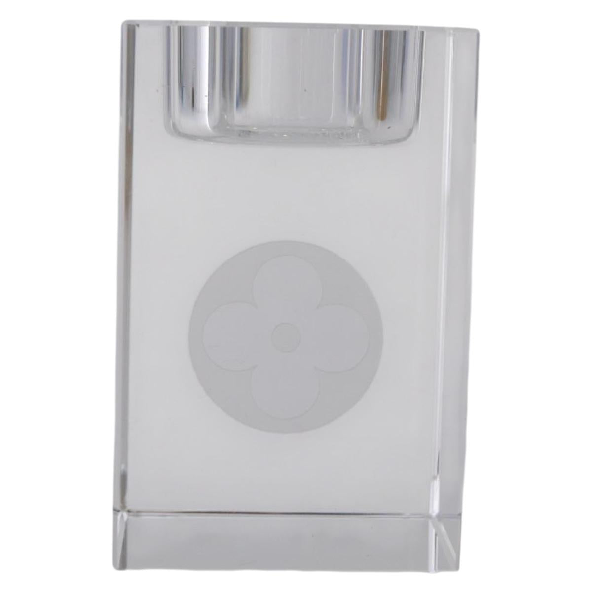 LOUIS VUITTON Candle Stand Glass Clear LV Auth 210339M
