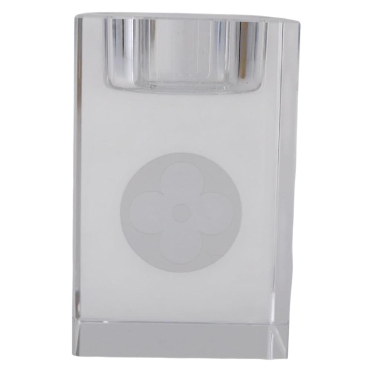 LOUIS VUITTON Candle Stand Glass Clear LV Auth 210339M