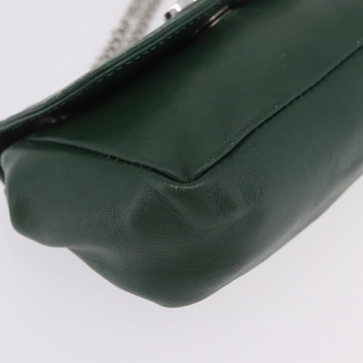Vivienne Westwood Chain Shoulder Bag Leather Green Silver Auth 210344A