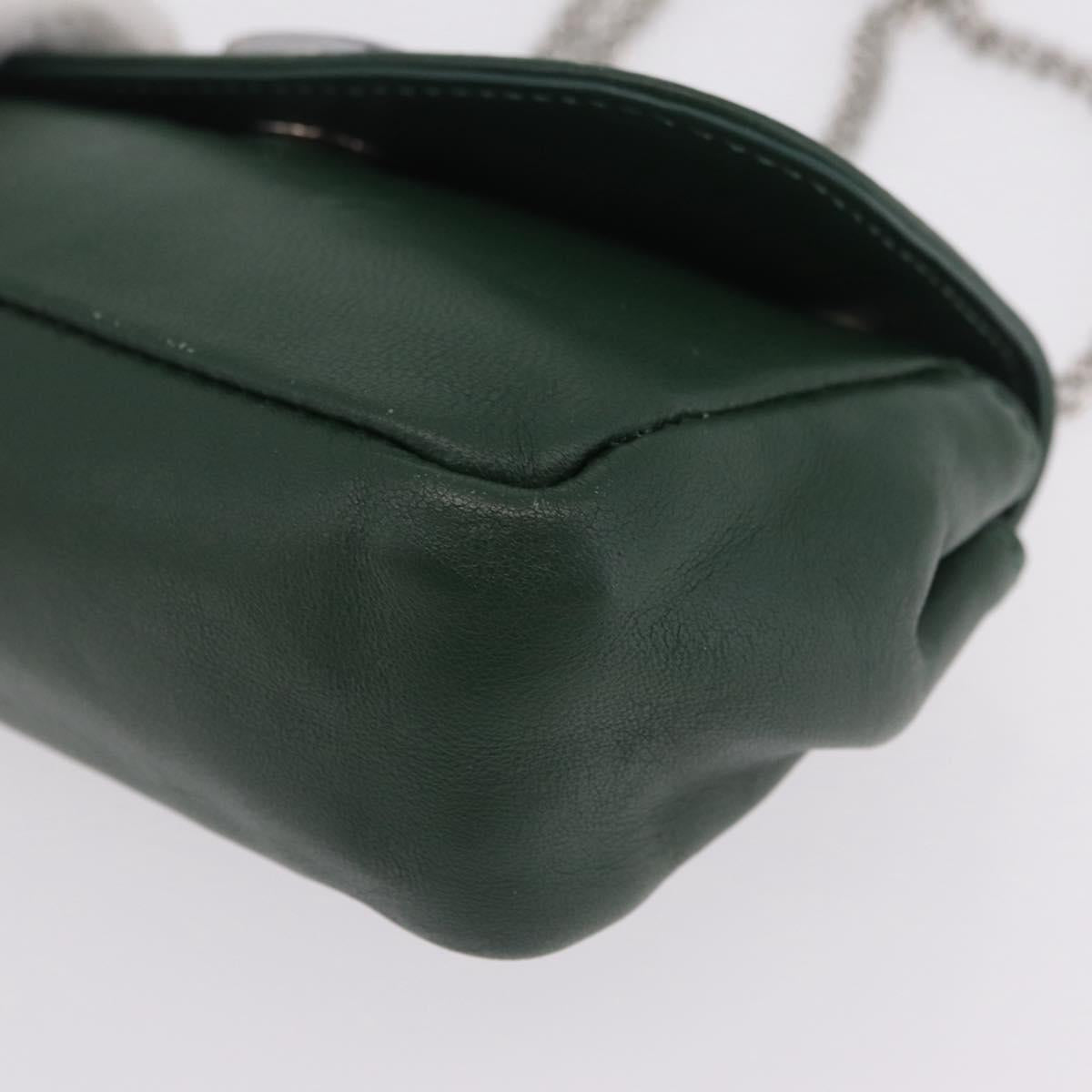 Vivienne Westwood Chain Shoulder Bag Leather Green Silver Auth 210344A
