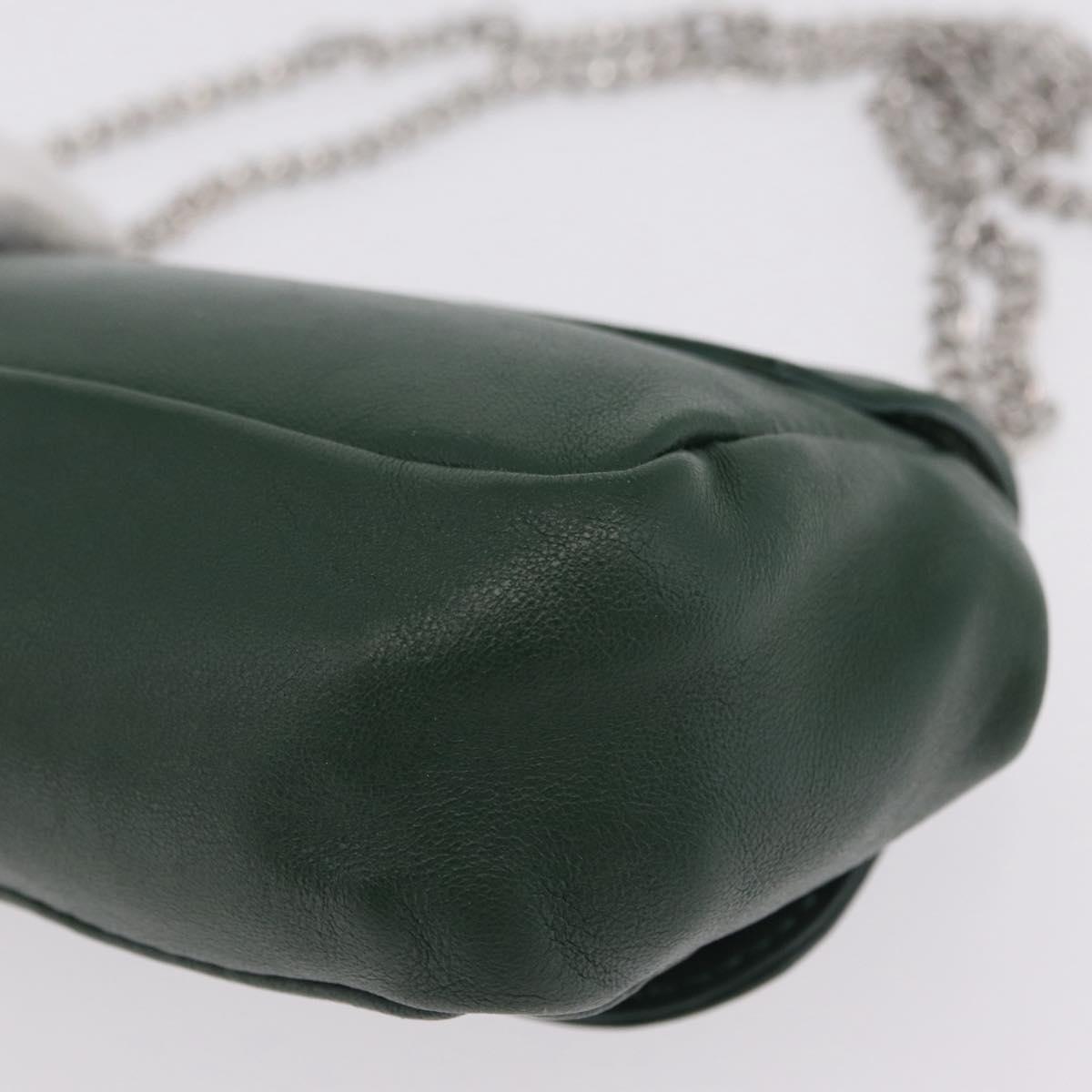 Vivienne Westwood Chain Shoulder Bag Leather Green Silver Auth 210344A