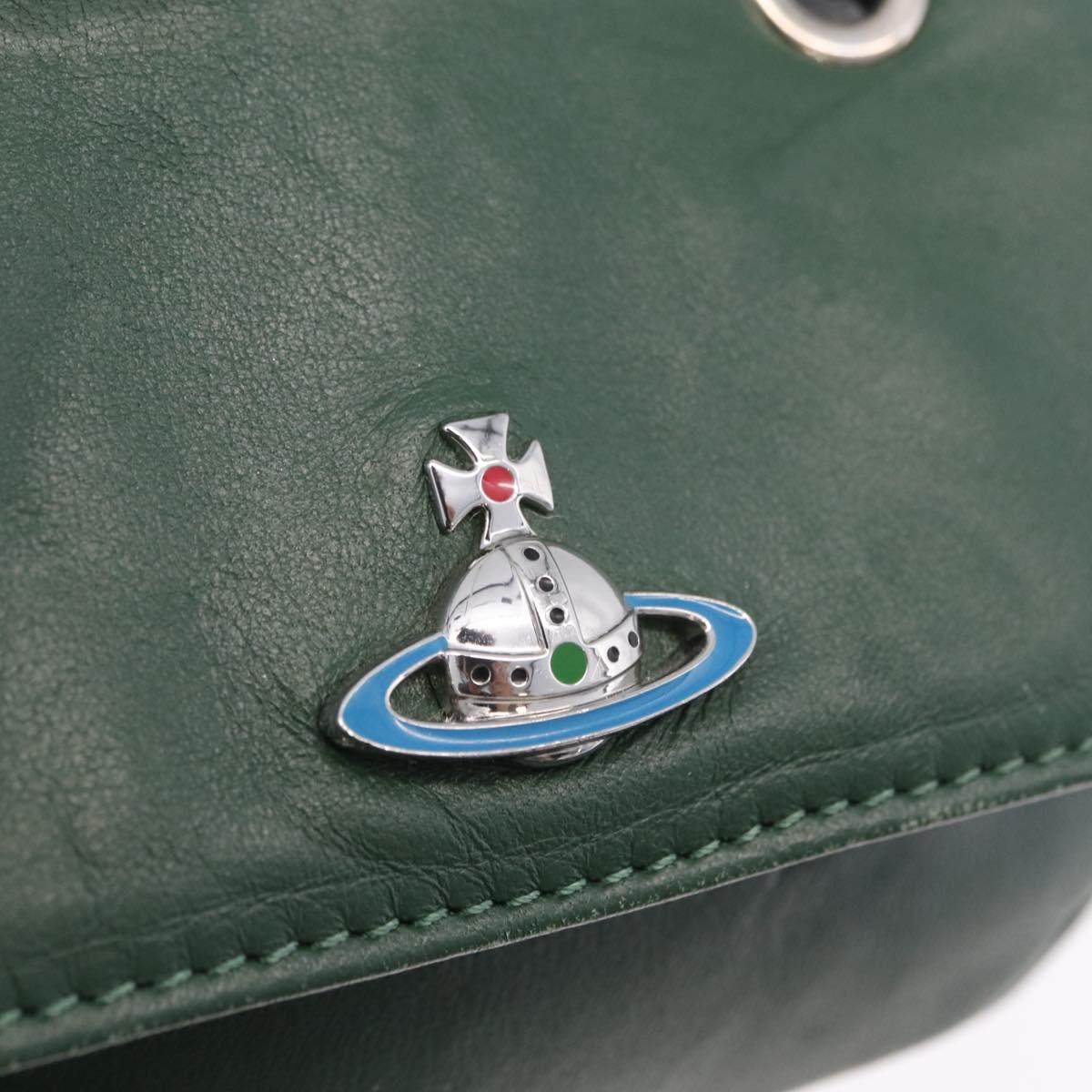 Vivienne Westwood Chain Shoulder Bag Leather Green Silver Auth 210344A