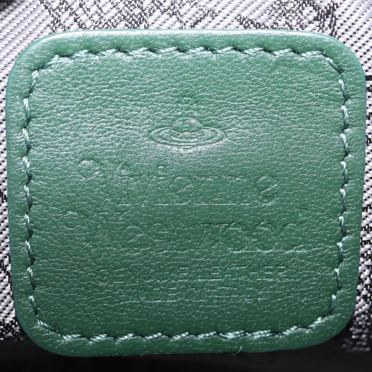Vivienne Westwood Chain Shoulder Bag Leather Green Silver Auth 210344A