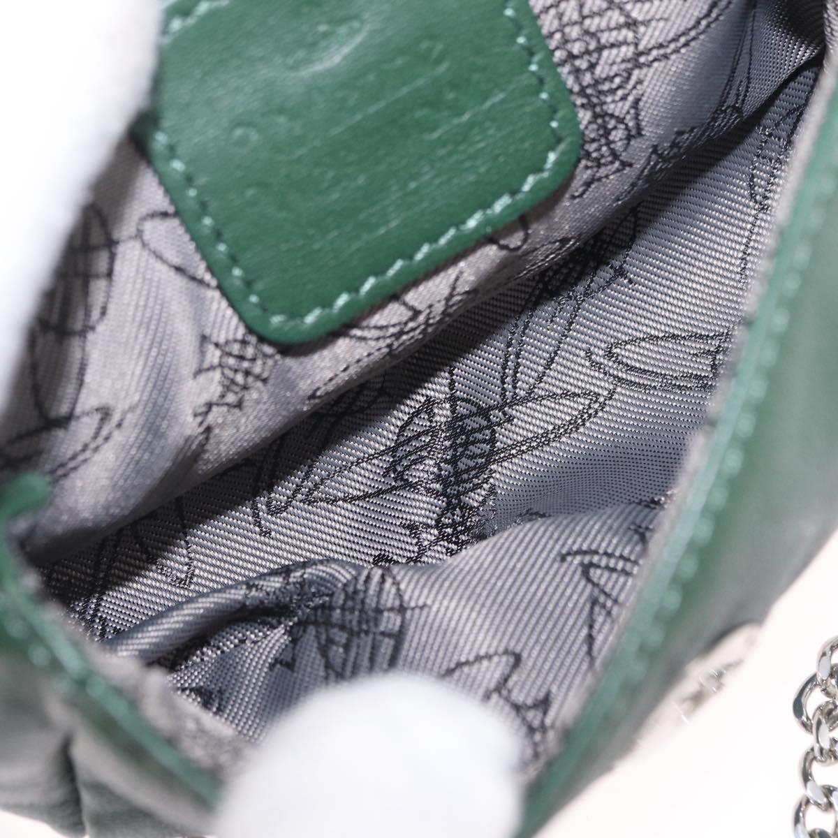 Vivienne Westwood Chain Shoulder Bag Leather Green Silver Auth 210344A