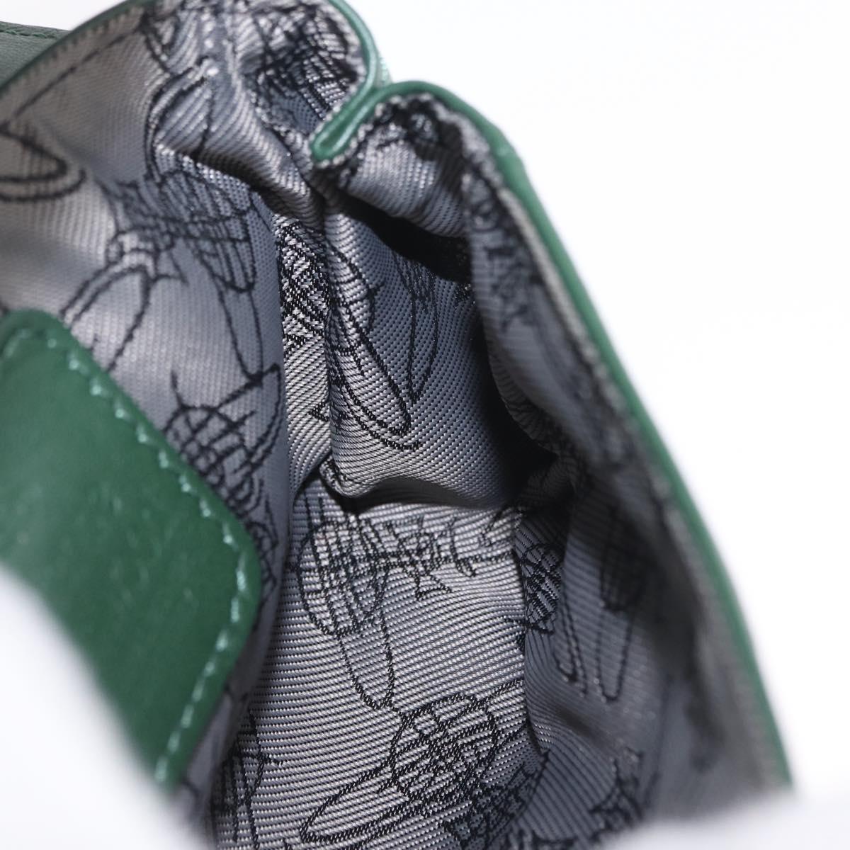 Vivienne Westwood Chain Shoulder Bag Leather Green Silver Auth 210344A