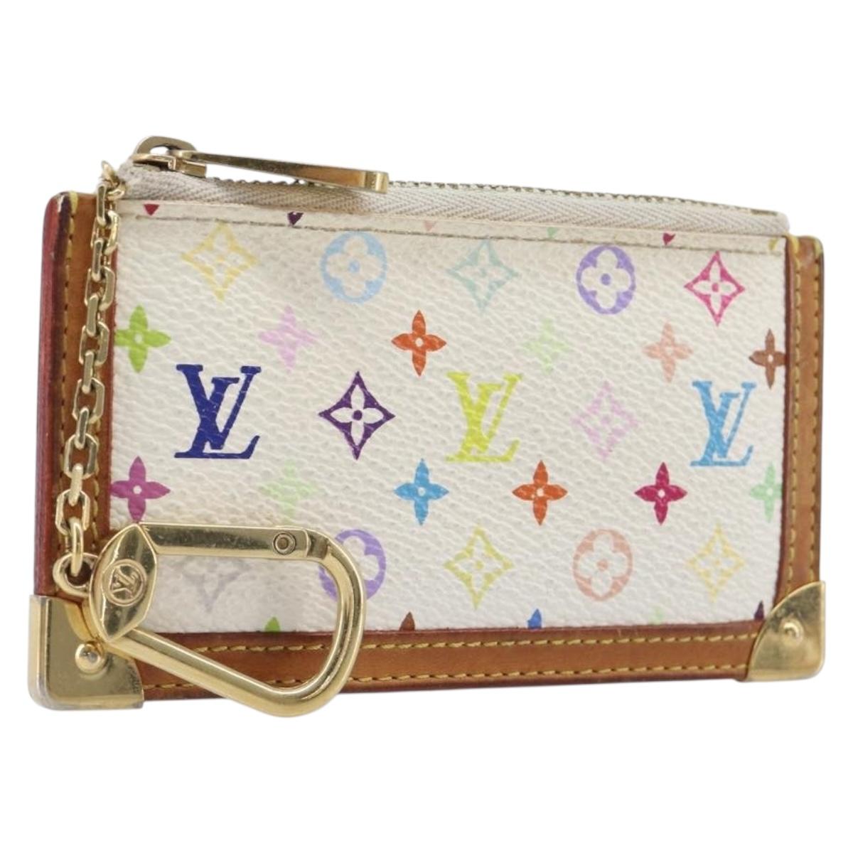 LOUIS VUITTON Monogram Multicolor Pochette Cles Purse White M92655 Auth 210347