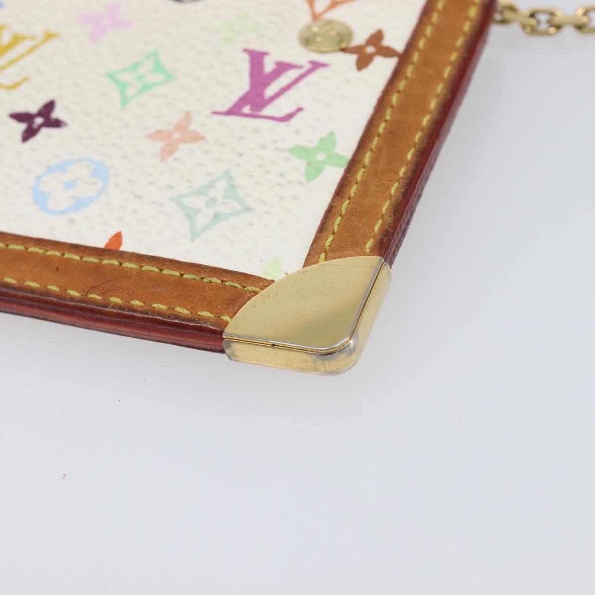 LOUIS VUITTON Monogram Multicolor Pochette Cles Purse White M92655 Auth 210347