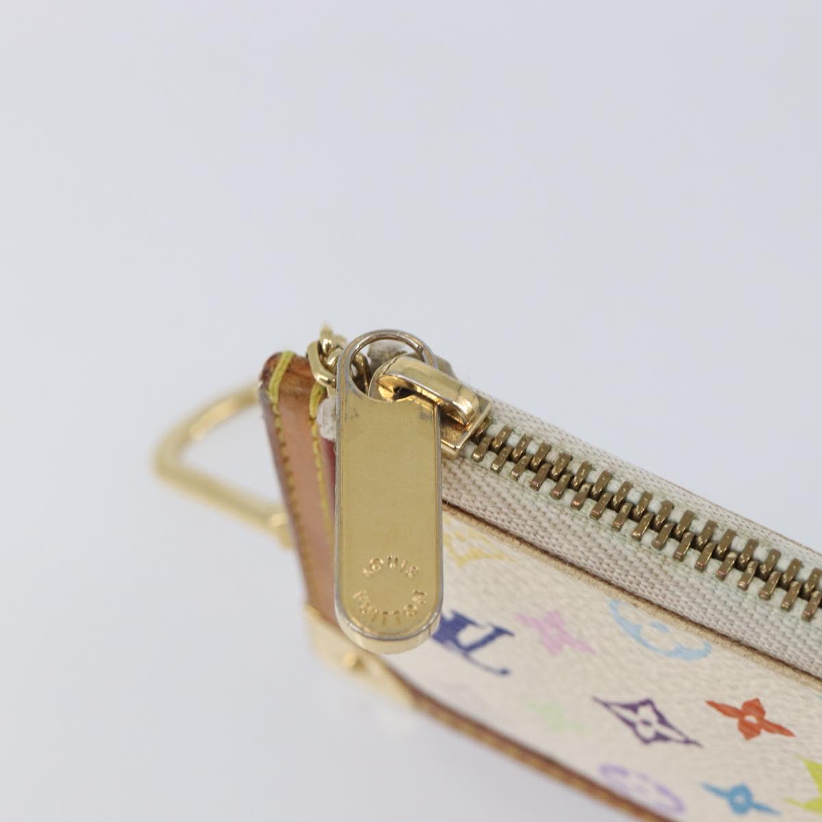 LOUIS VUITTON Monogram Multicolor Pochette Cles Purse White M92655 Auth 210347