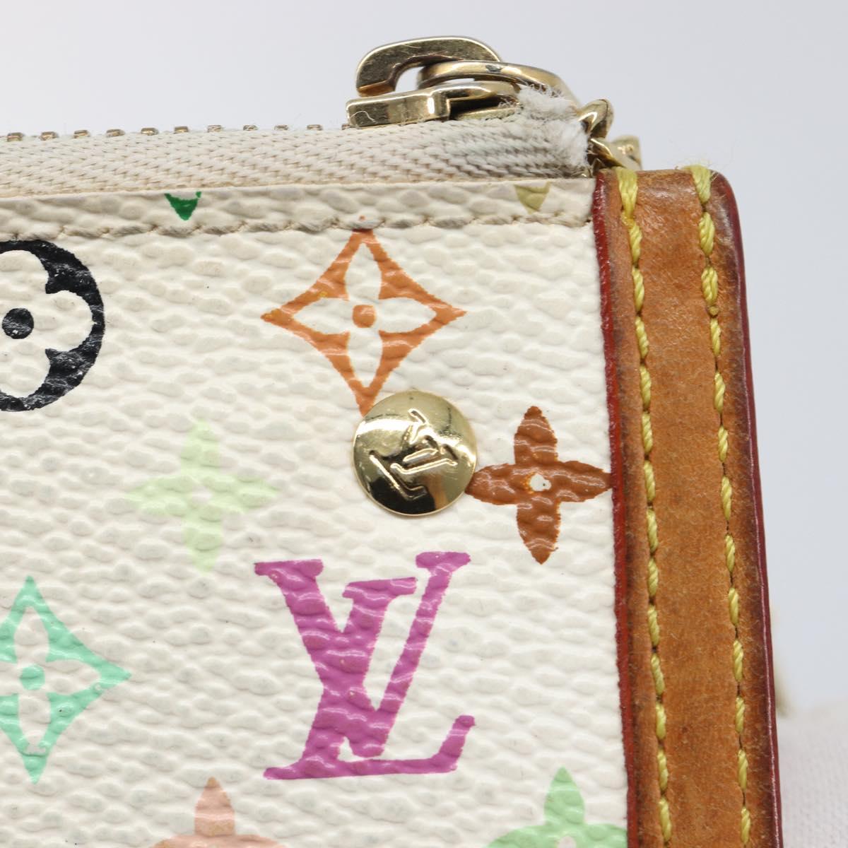 LOUIS VUITTON Monogram Multicolor Pochette Cles Purse White M92655 Auth 210347