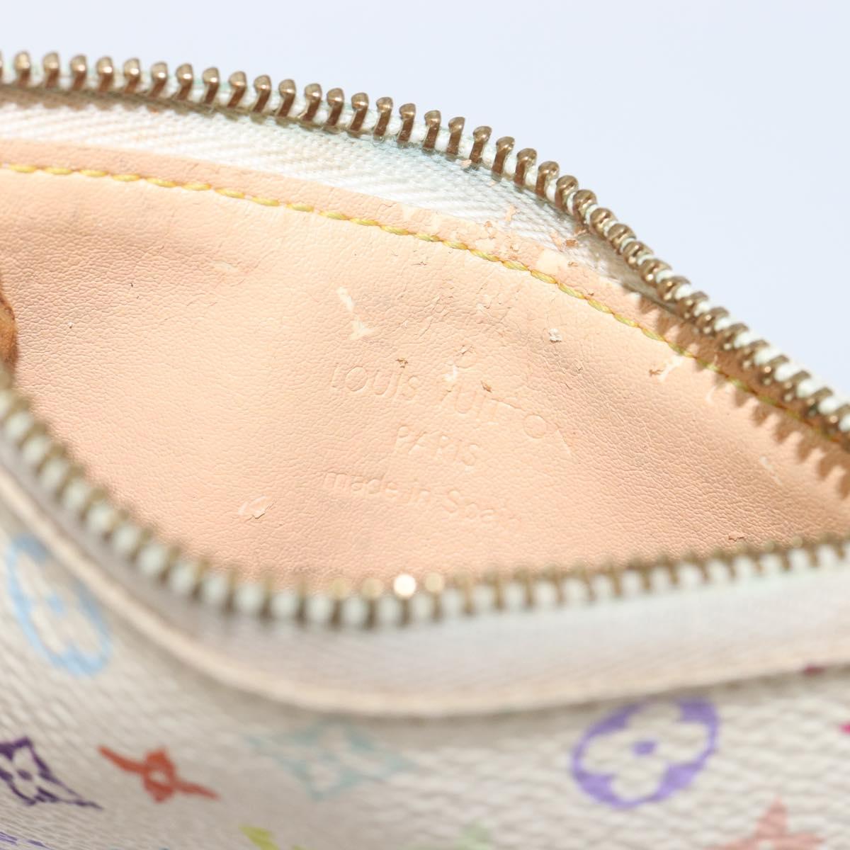 LOUIS VUITTON Monogram Multicolor Pochette Cles Purse White M92655 Auth 210347