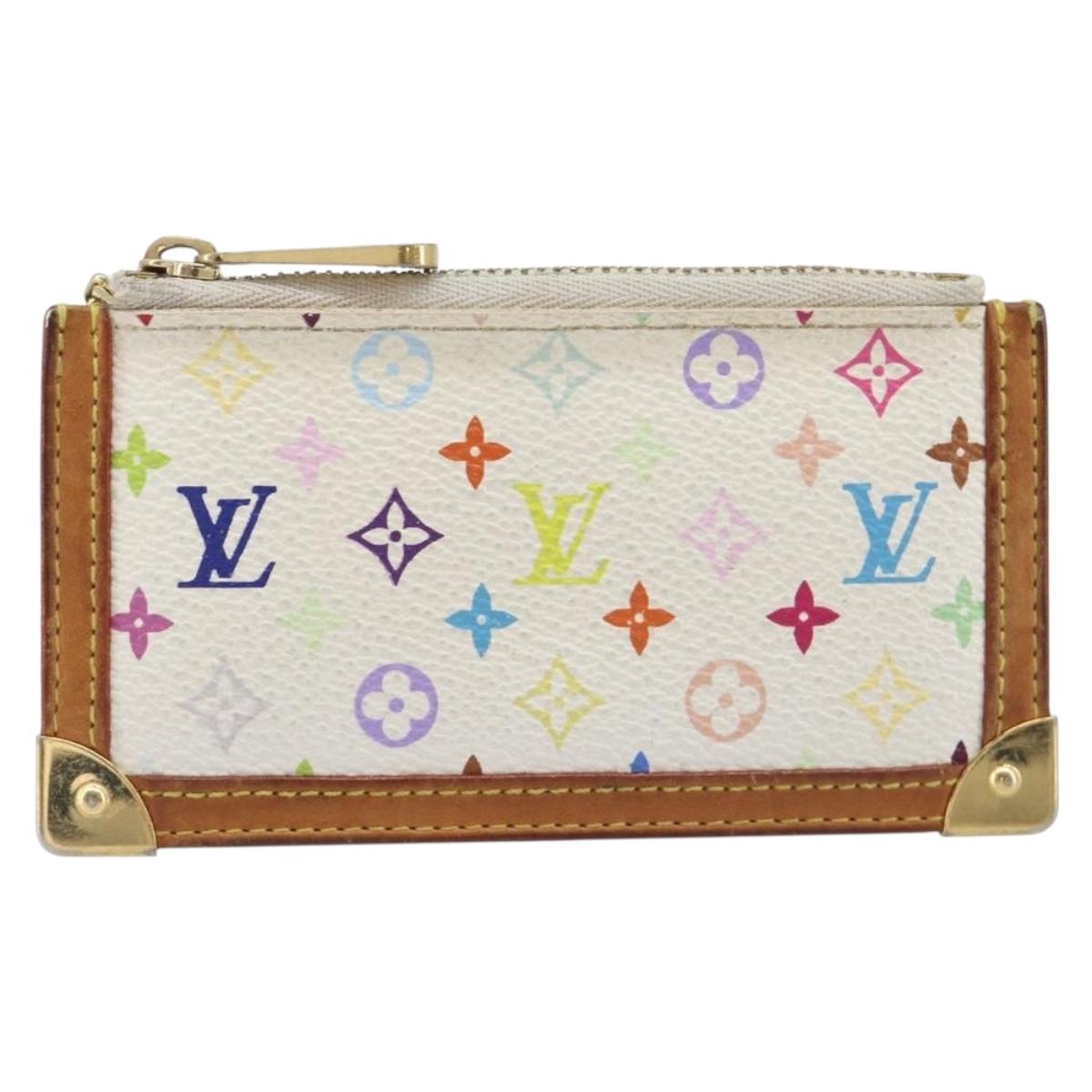 LOUIS VUITTON Monogram Multicolor Pochette Cles Purse White M92655 Auth 210347