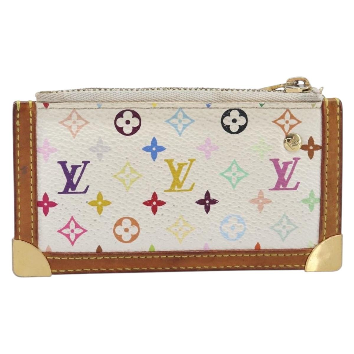 LOUIS VUITTON Monogram Multicolor Pochette Cles Purse White M92655 Auth 210347