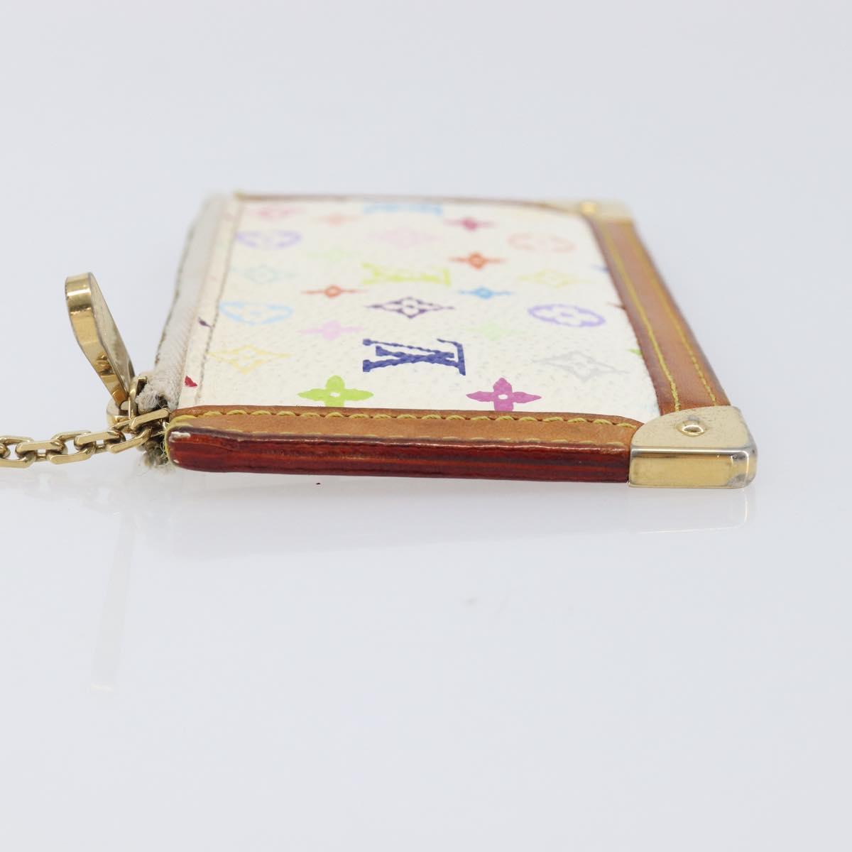 LOUIS VUITTON Monogram Multicolor Pochette Cles Purse White M92655 Auth 210347