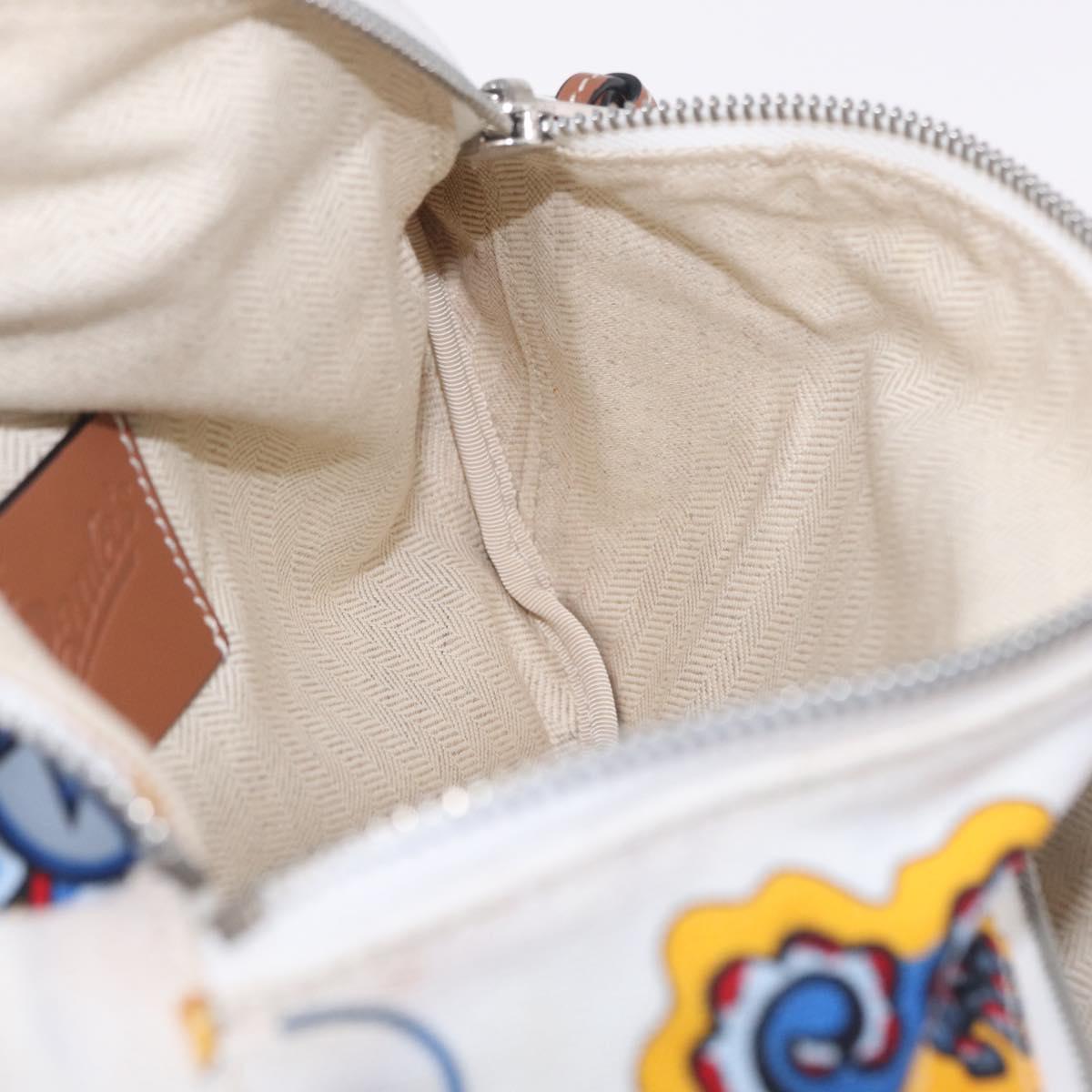LOEWE Body Bag Canvas White Silver Auth 210373V