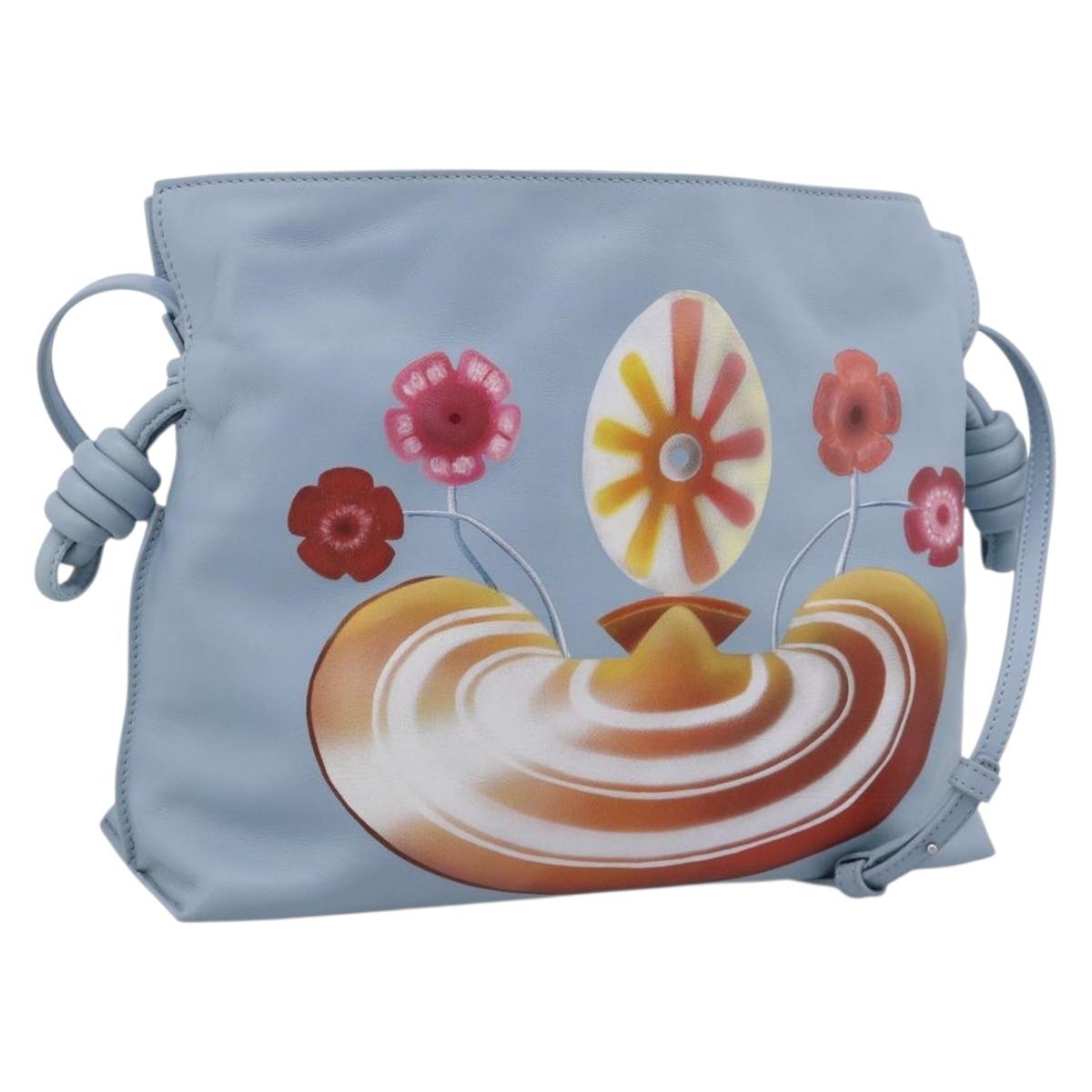 LOEWE Flamenco Bag Leather Maruha Mario Collaboration Light Blue Auth 210374SAM