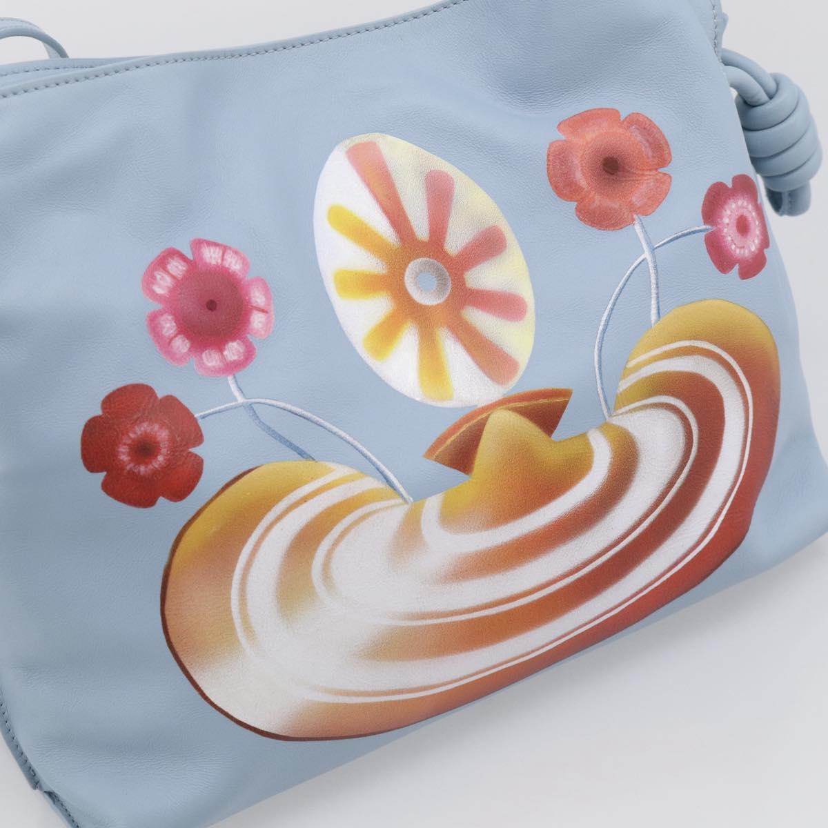 LOEWE Flamenco Bag Leather Maruha Mario Collaboration Light Blue Auth 210374SAM