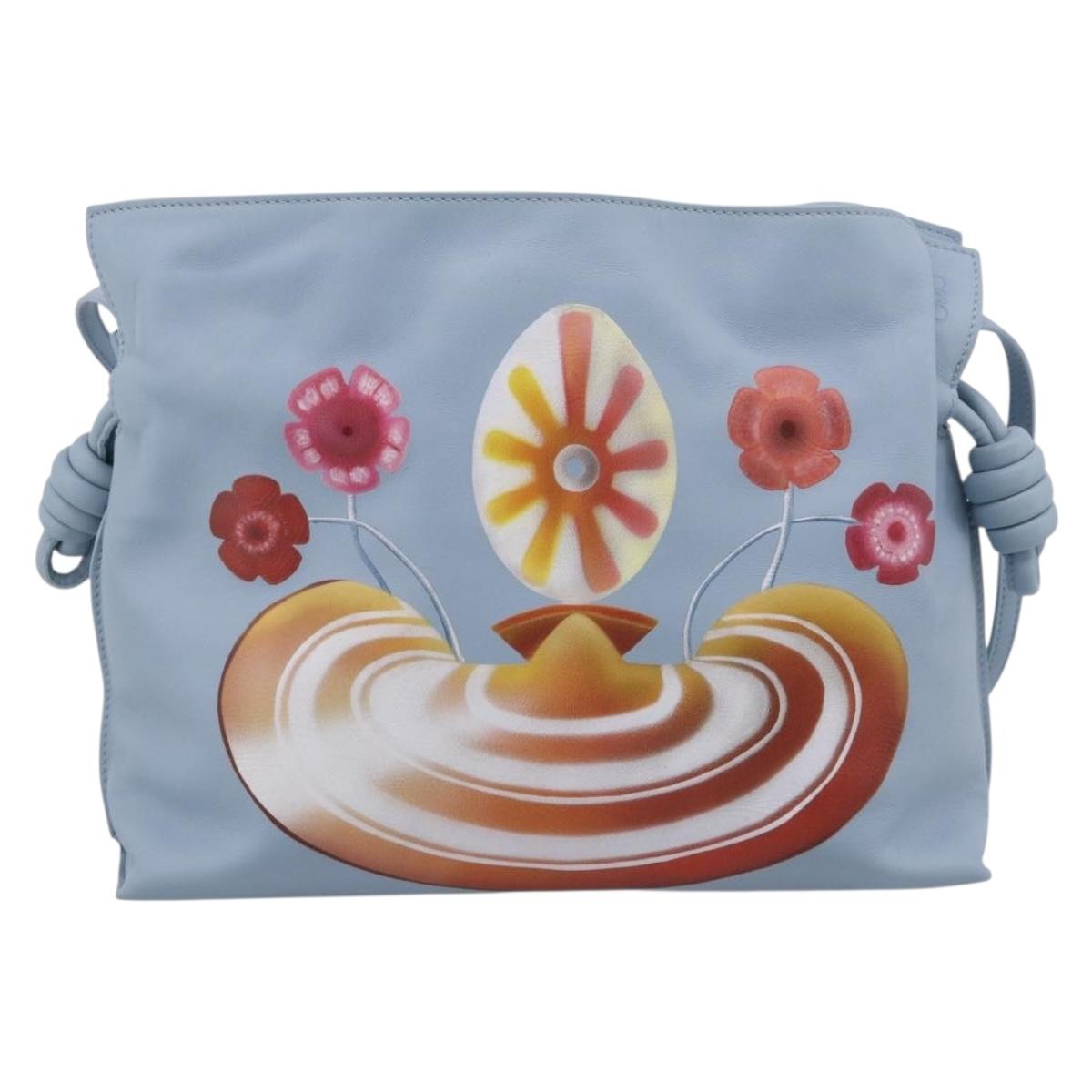 LOEWE Flamenco Bag Leather Maruha Mario Collaboration Light Blue Auth 210374SAM