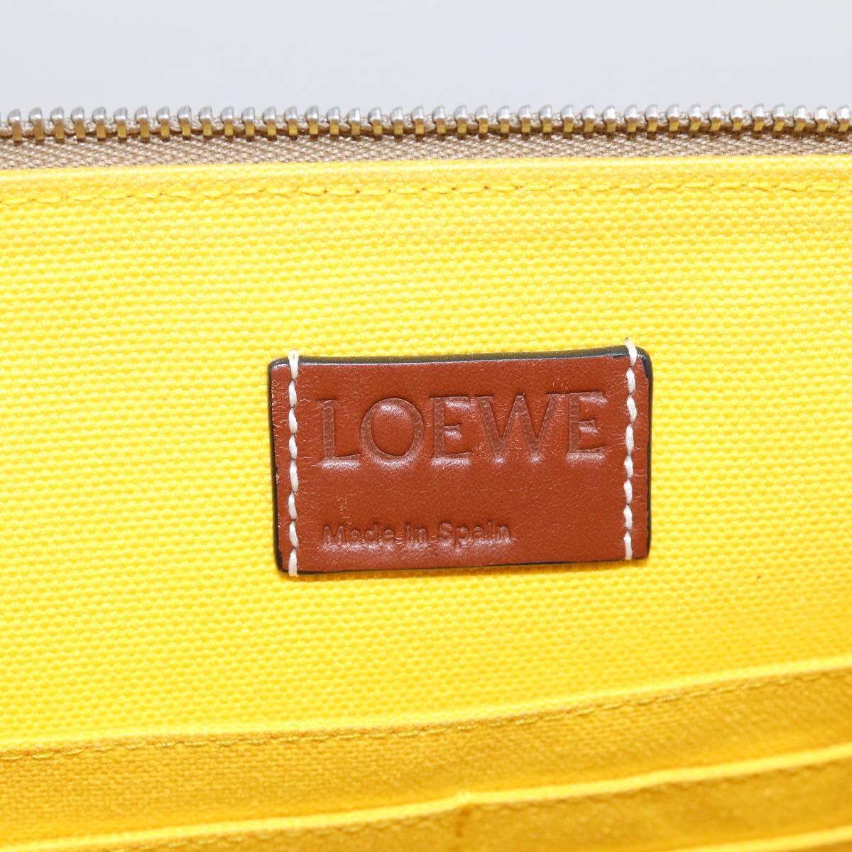 LOEWE Clutch Bag Leather Brown Silver Auth 210375M