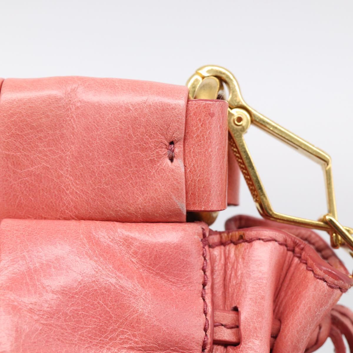 Miu Miu Hand Bag Vitellolux 2way Pink Gold Auth 210376M