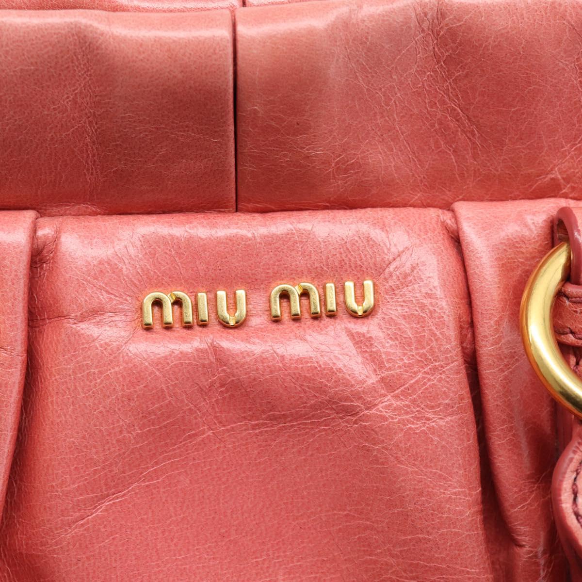 Miu Miu Hand Bag Vitellolux 2way Pink Gold Auth 210376M