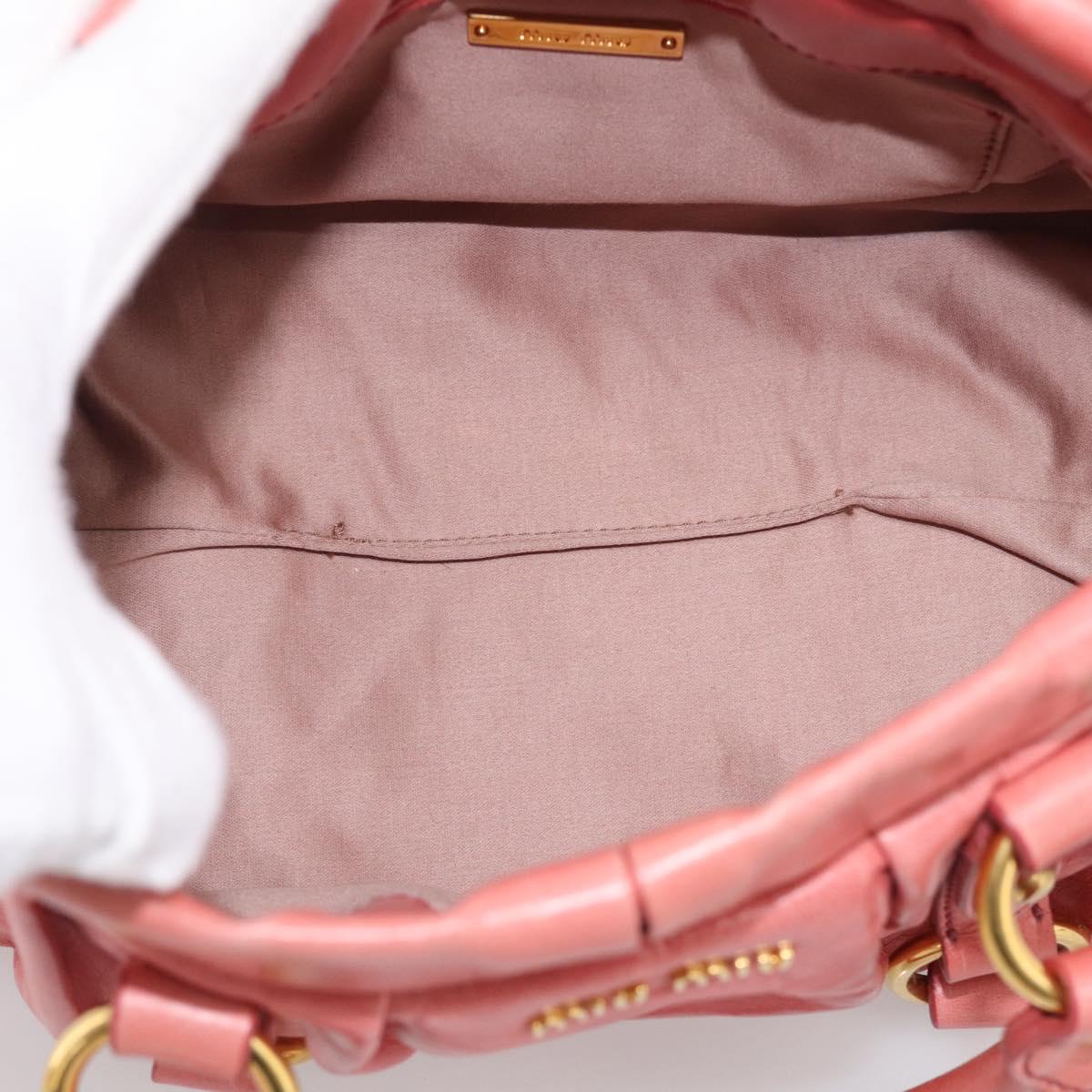 Miu Miu Hand Bag Vitellolux 2way Pink Gold Auth 210376M