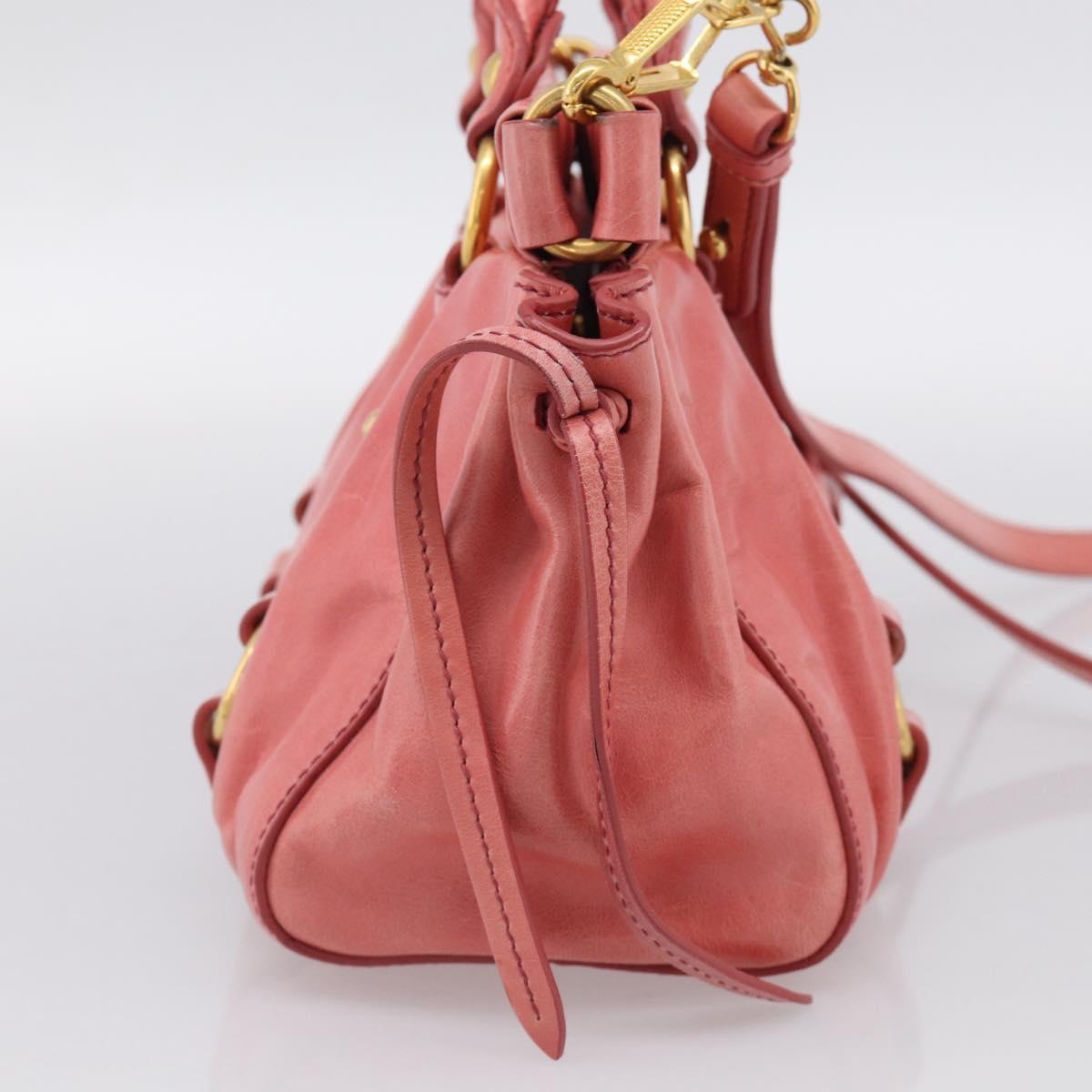 Miu Miu Hand Bag Vitellolux 2way Pink Gold Auth 210376M