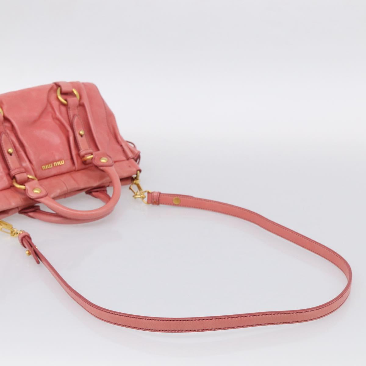Miu Miu Hand Bag Vitellolux 2way Pink Gold Auth 210376M