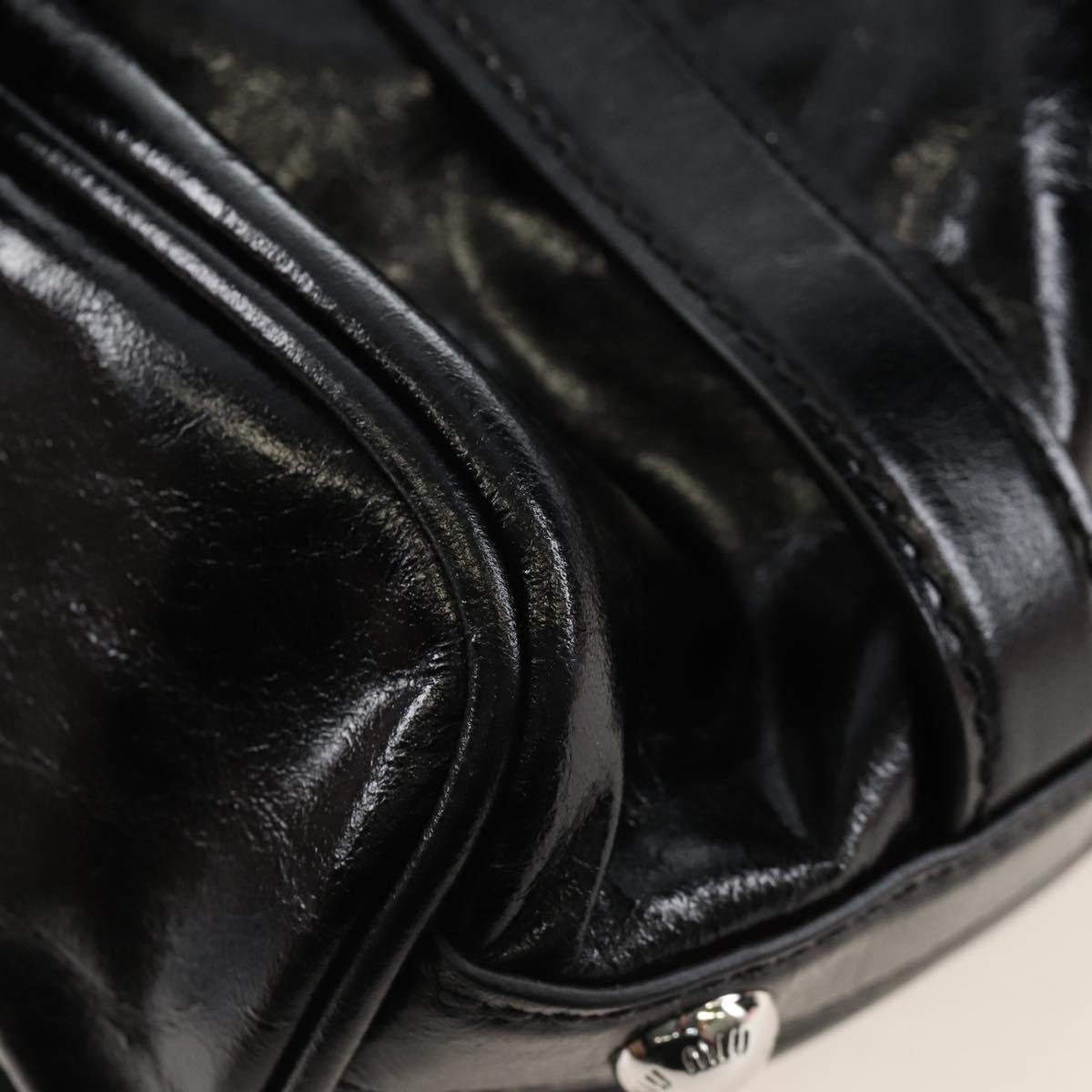 Miu Miu Vitter Shine Hand Bag Leather 2way Black Silver Auth 210377SAM