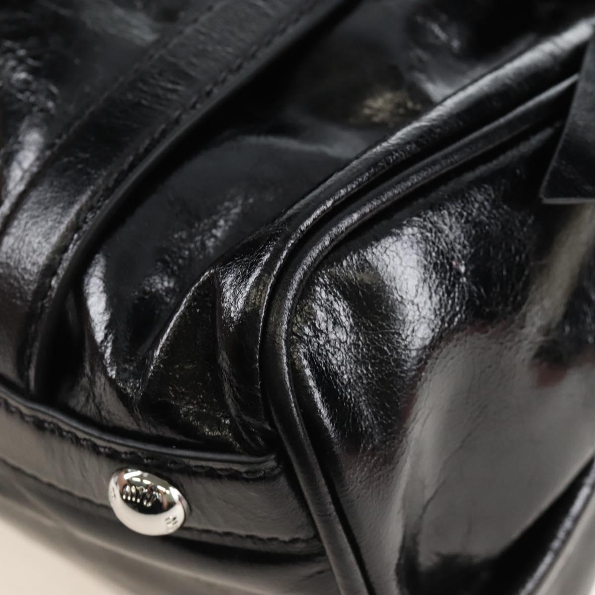 Miu Miu Vitter Shine Hand Bag Leather 2way Black Silver Auth 210377SAM