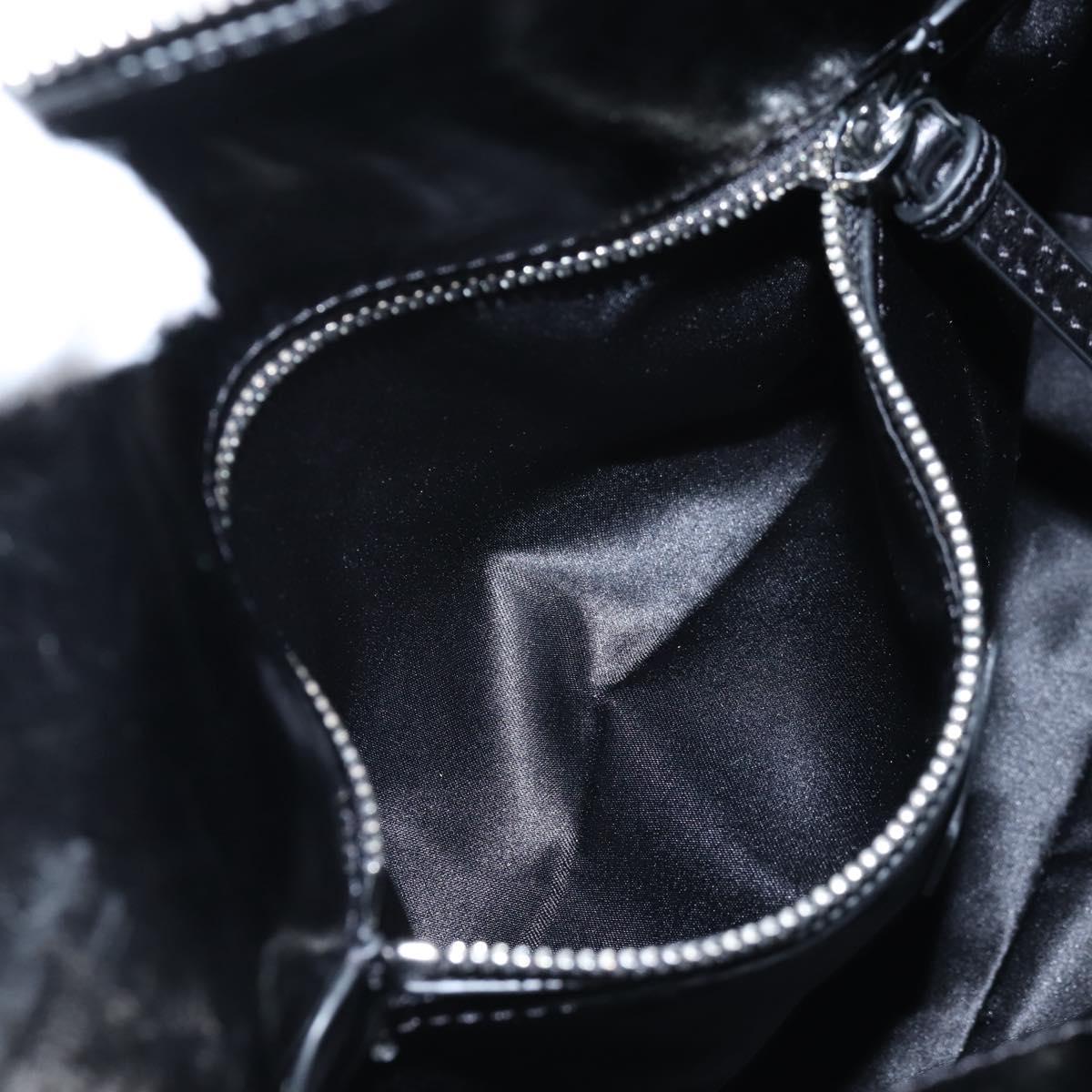 Miu Miu Vitter Shine Hand Bag Leather 2way Black Silver Auth 210377SAM