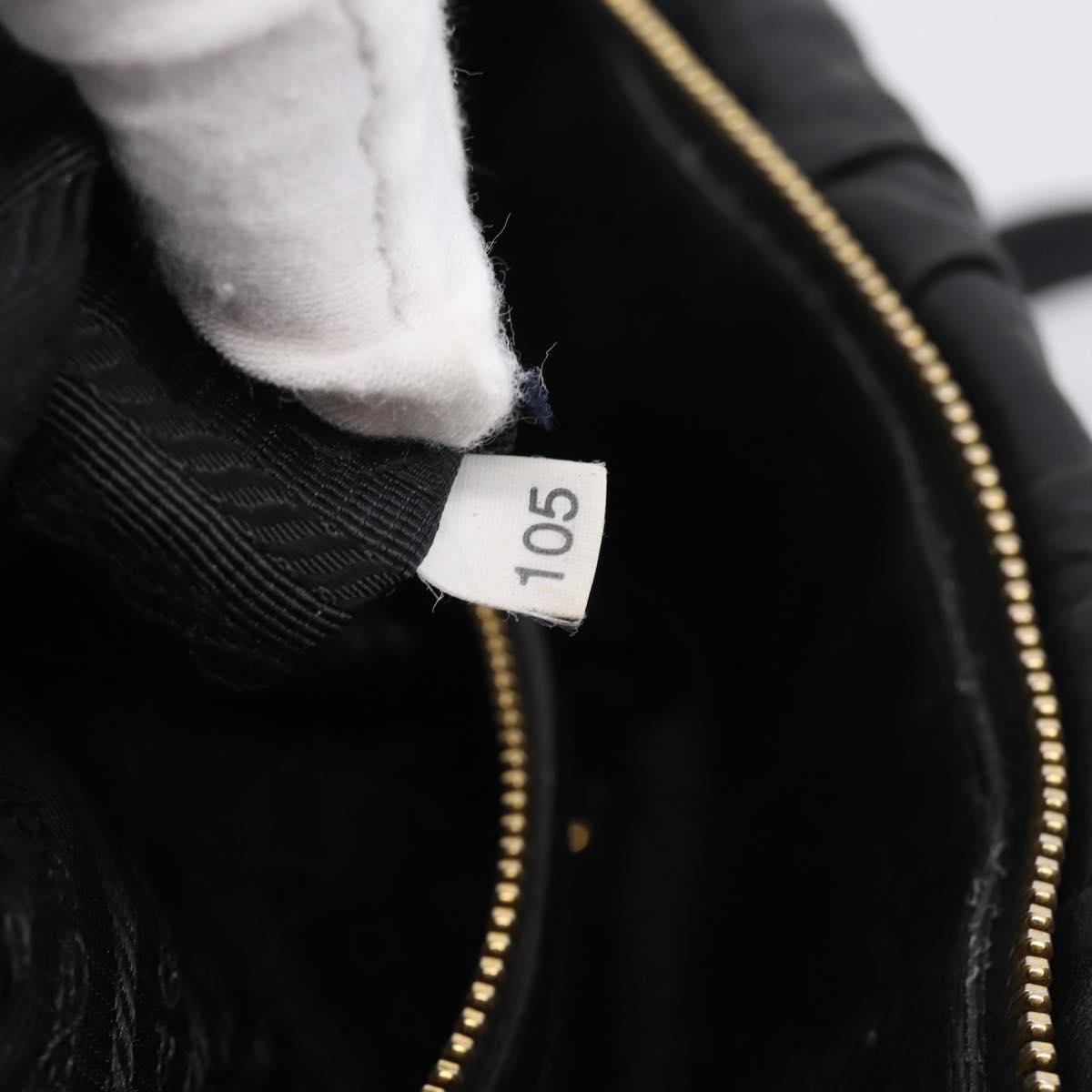PRADA Gathered Hand Bag Leather 2way Black Gold Auth 210378A