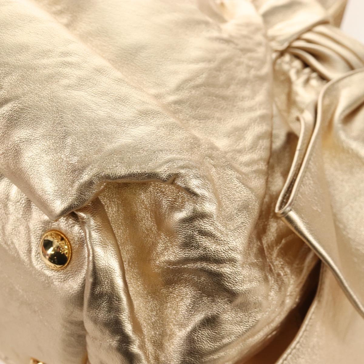 PRADA Hand Bag Leather 2way Gold Auth 210379SAM