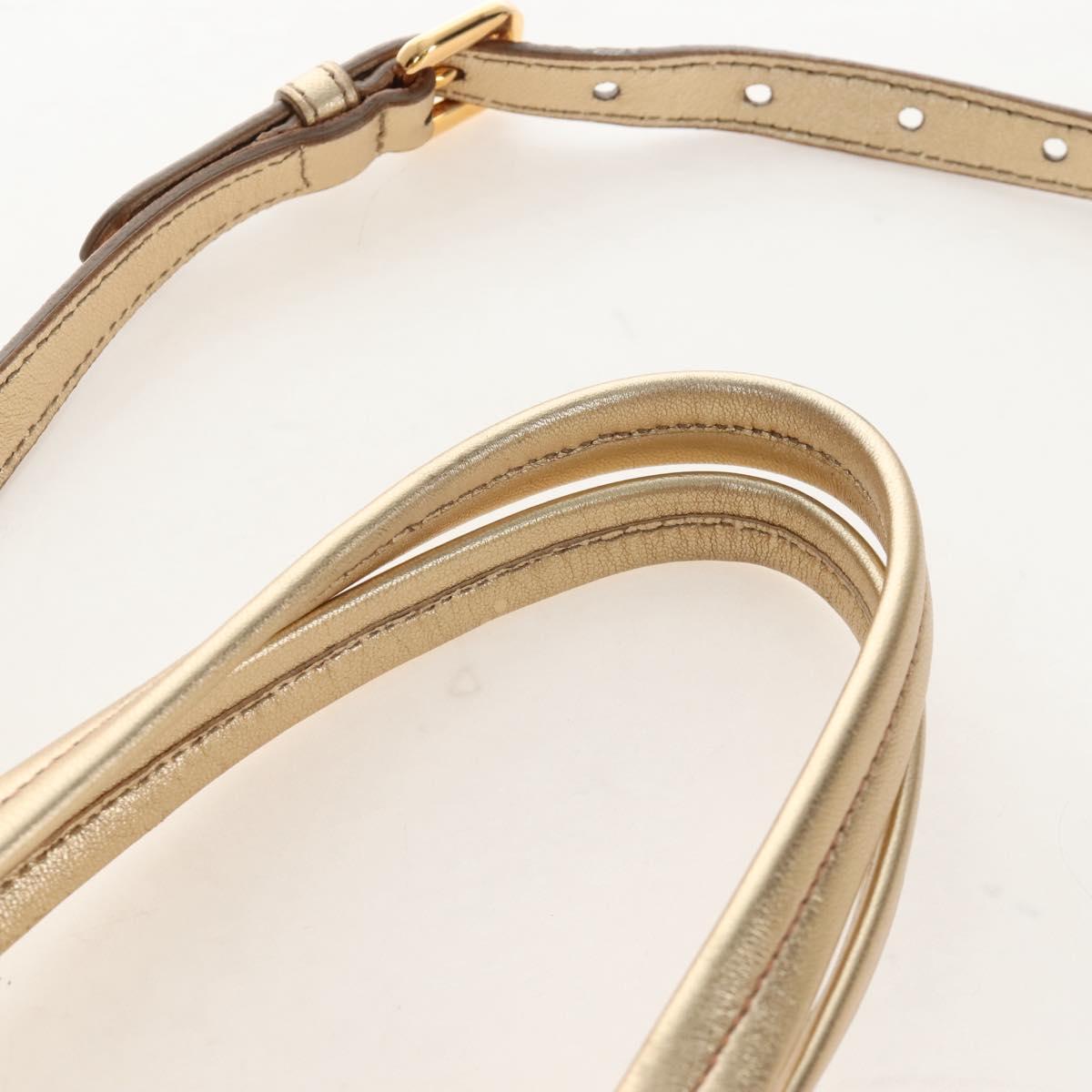 PRADA Hand Bag Leather 2way Gold Auth 210379SAM