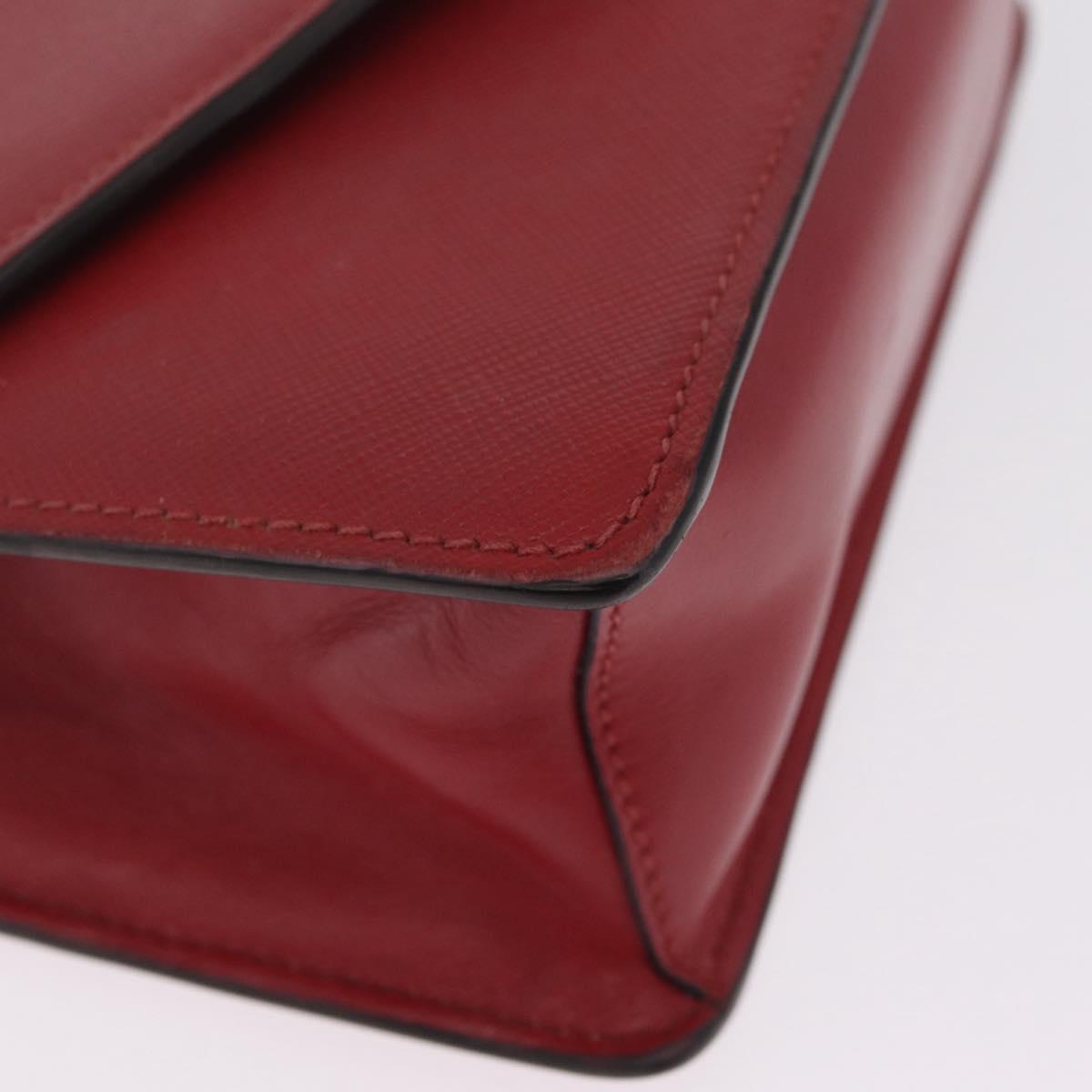 PRADA Chain Shoulder Bag Safiano leather Red Gold Auth 210380A