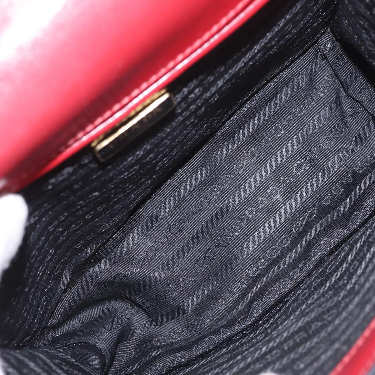 PRADA Chain Shoulder Bag Safiano leather Red Gold Auth 210380A