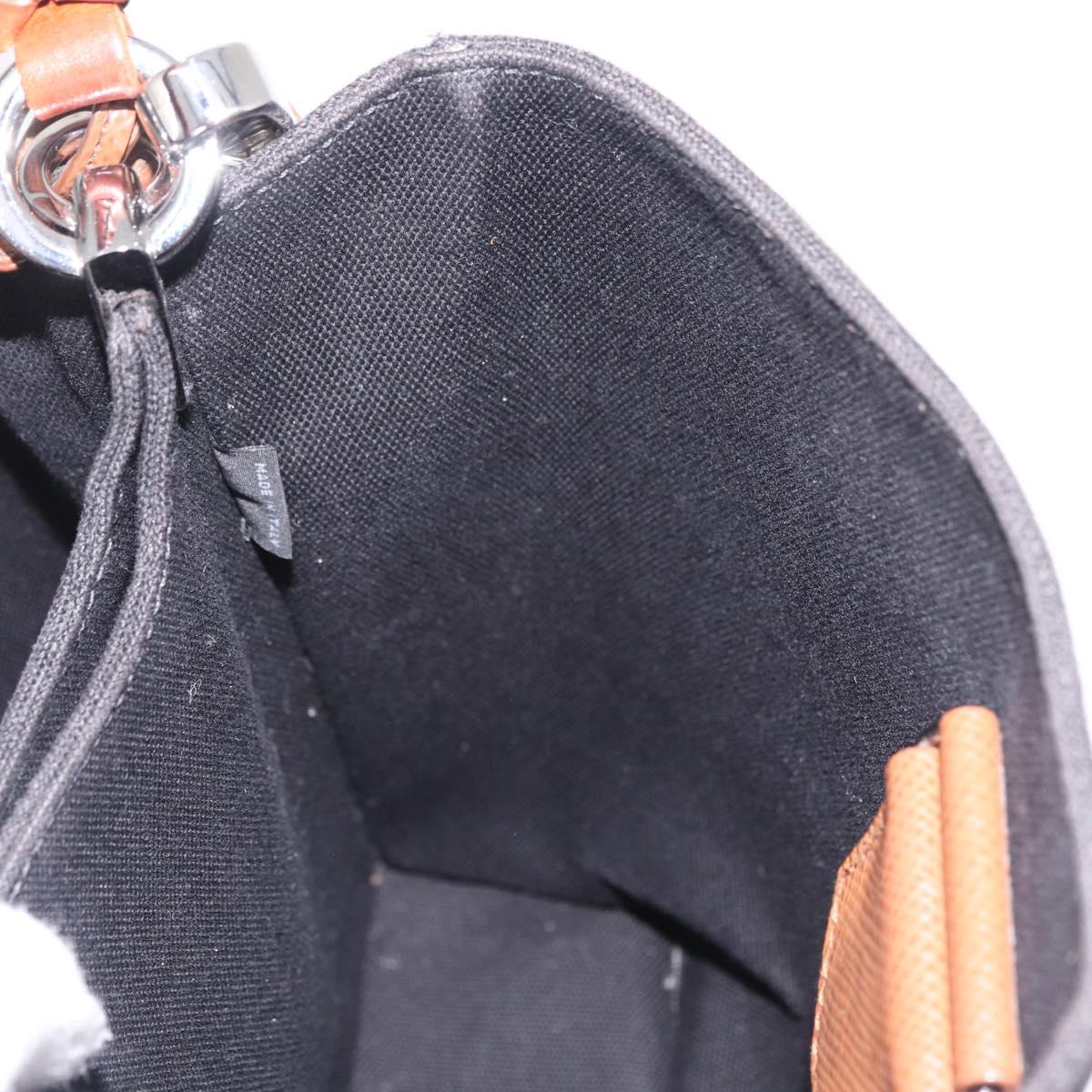PRADA Panniers Shoulder Bag Canvas 2way Black Silver Auth 210381V