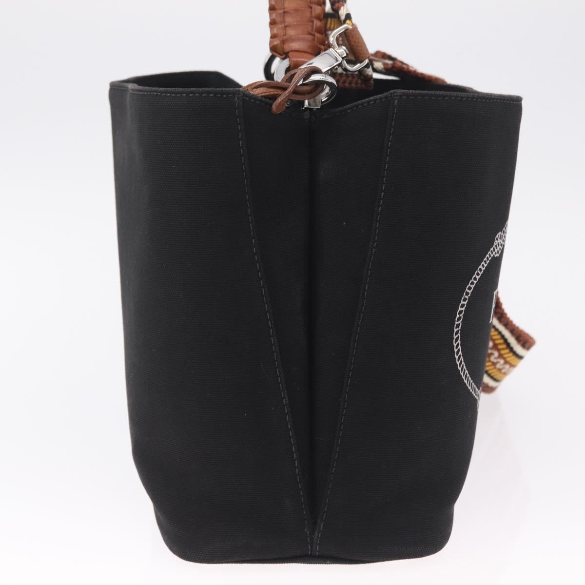 PRADA Panniers Shoulder Bag Canvas 2way Black Silver Auth 210381V