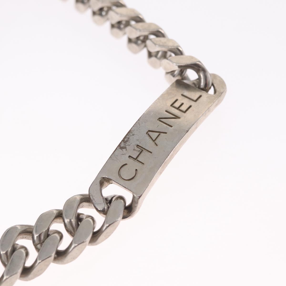 CHANEL Chain Hand Bag Canvas Black Silver CC Auth 210401A