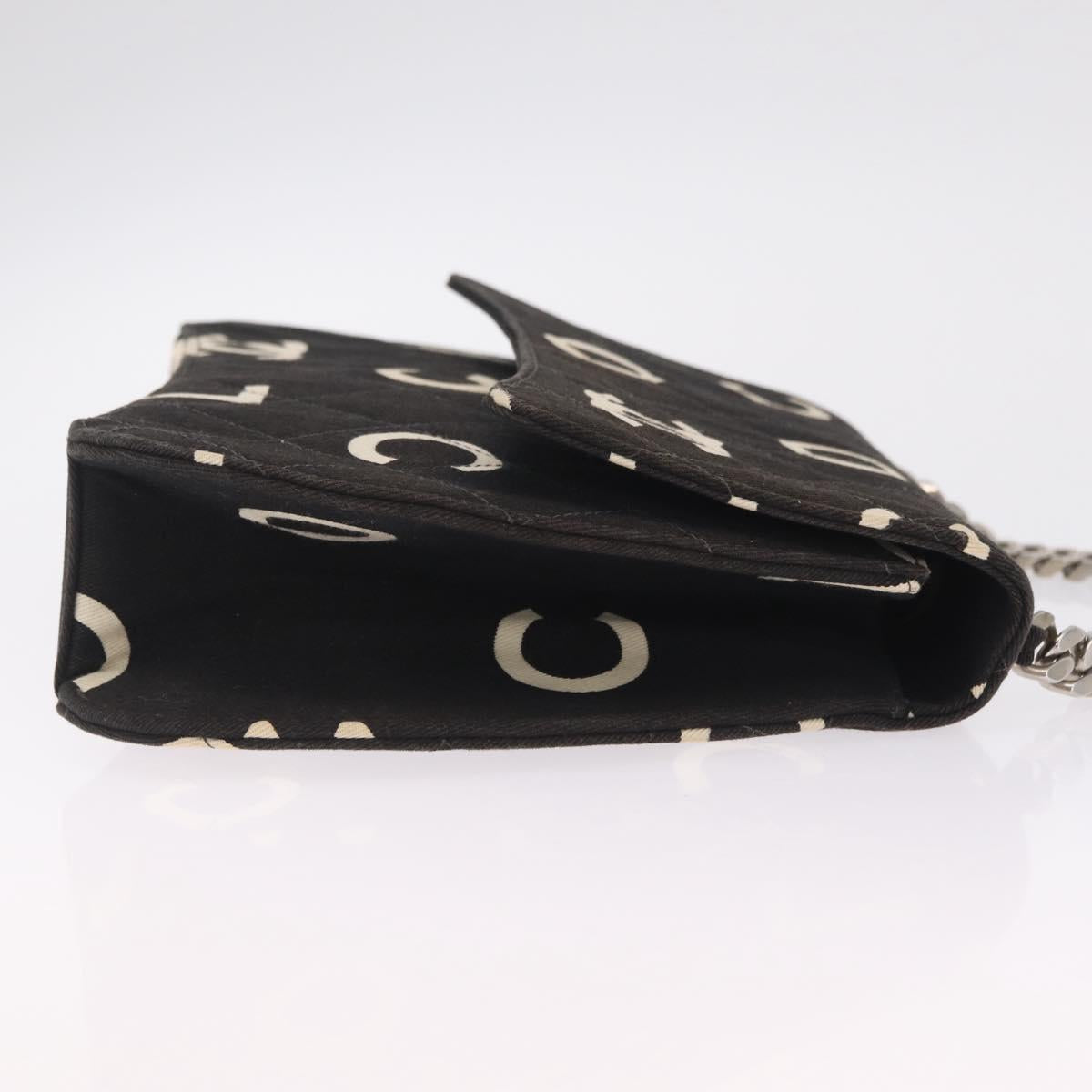 CHANEL Chain Hand Bag Canvas Black Silver CC Auth 210401A