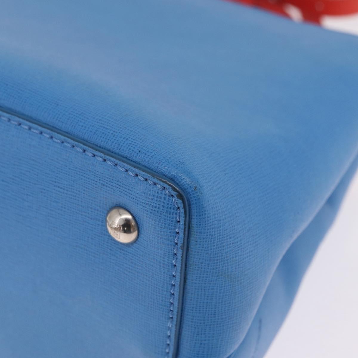 FENDI Petite 2Jours Hand Bag Leather 2way Blue Silver 8BH253 Auth 210420