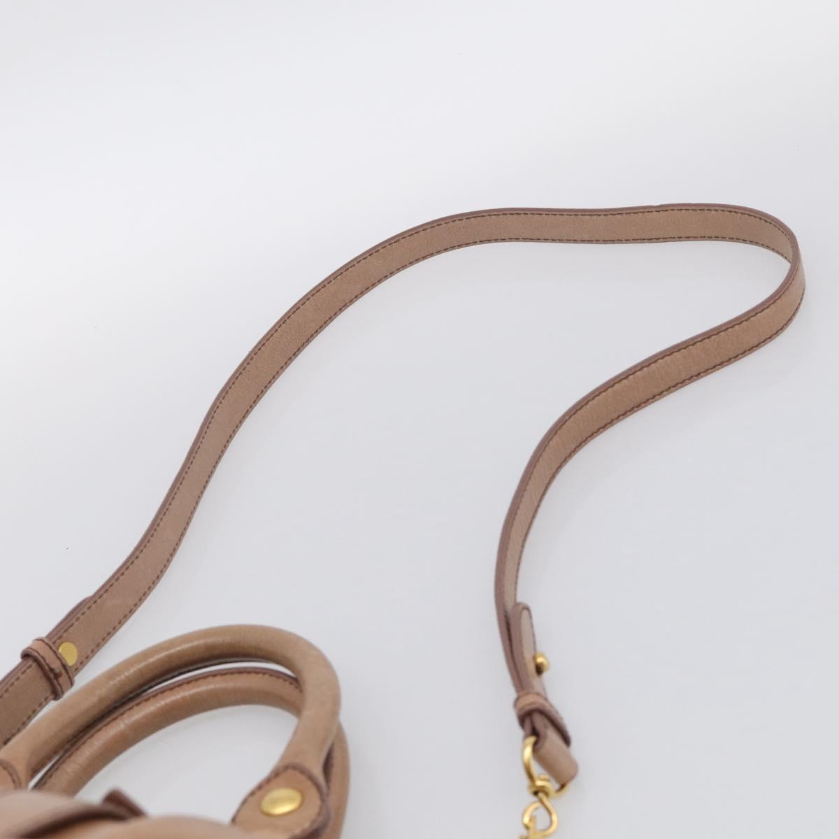 Miu Miu Vitellolux Hand Bag Leather 2way Beige Gold Auth 210421V