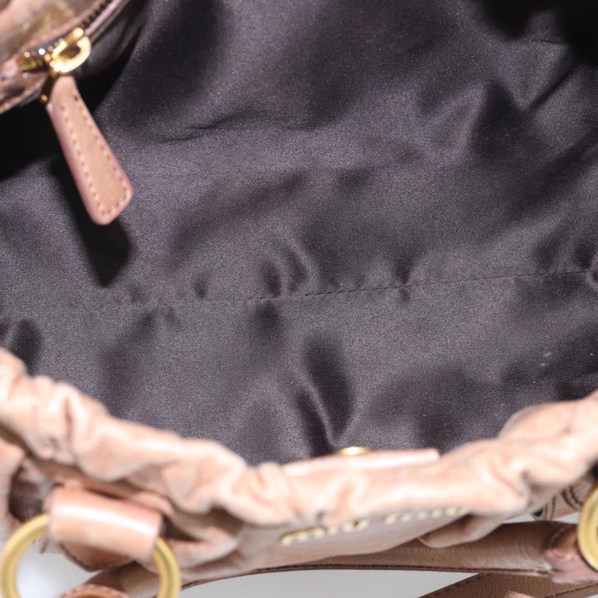 Miu Miu Vitellolux Hand Bag Leather 2way Beige Gold Auth 210421V