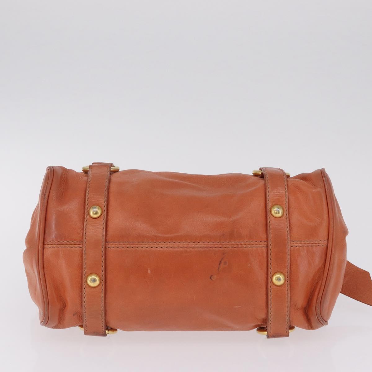 Miu Miu Vitellolux Hand Bag Leather Orange Gold Auth 210422V
